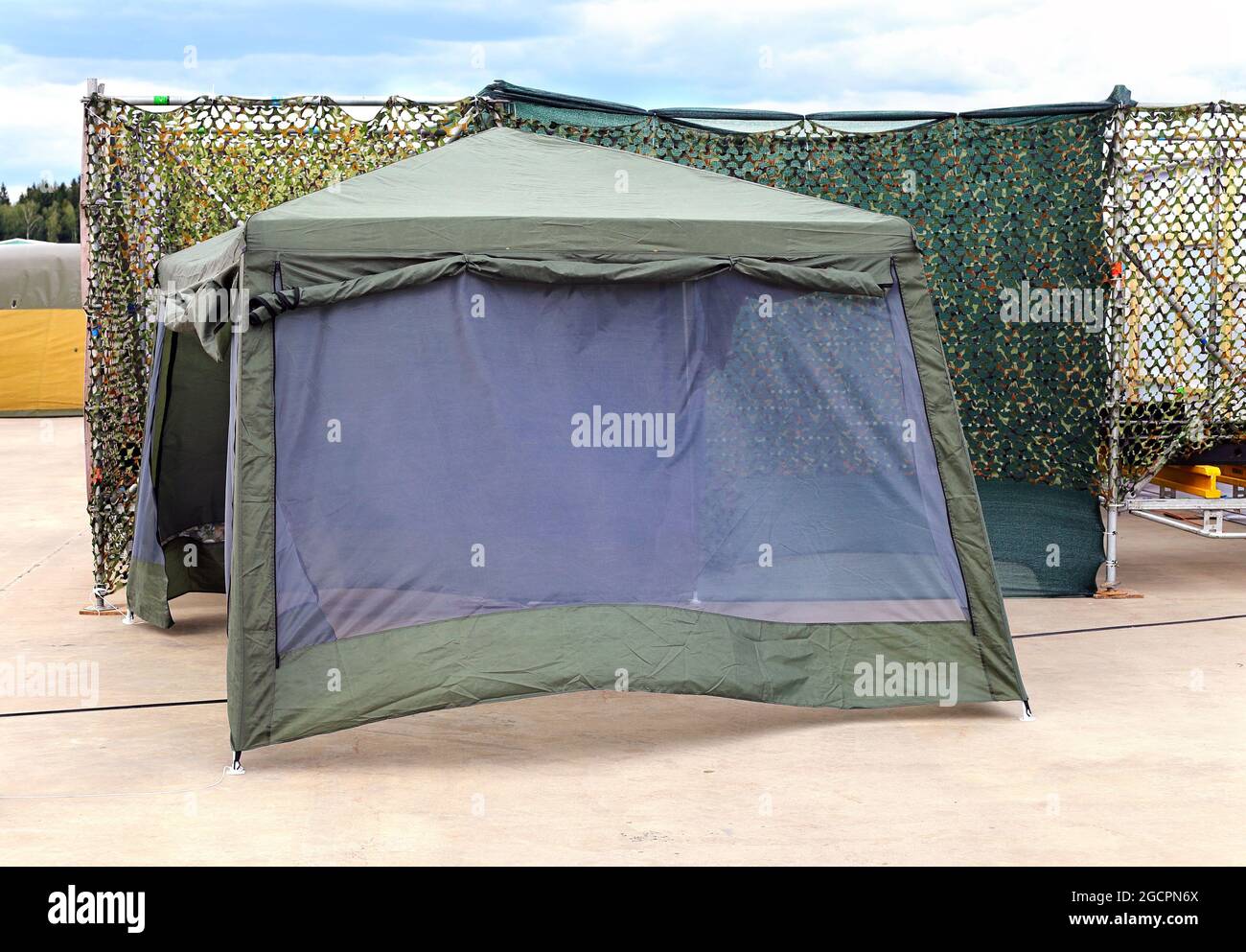 Lightweight Army Sanitary Tent for  primary care Stock Photo
