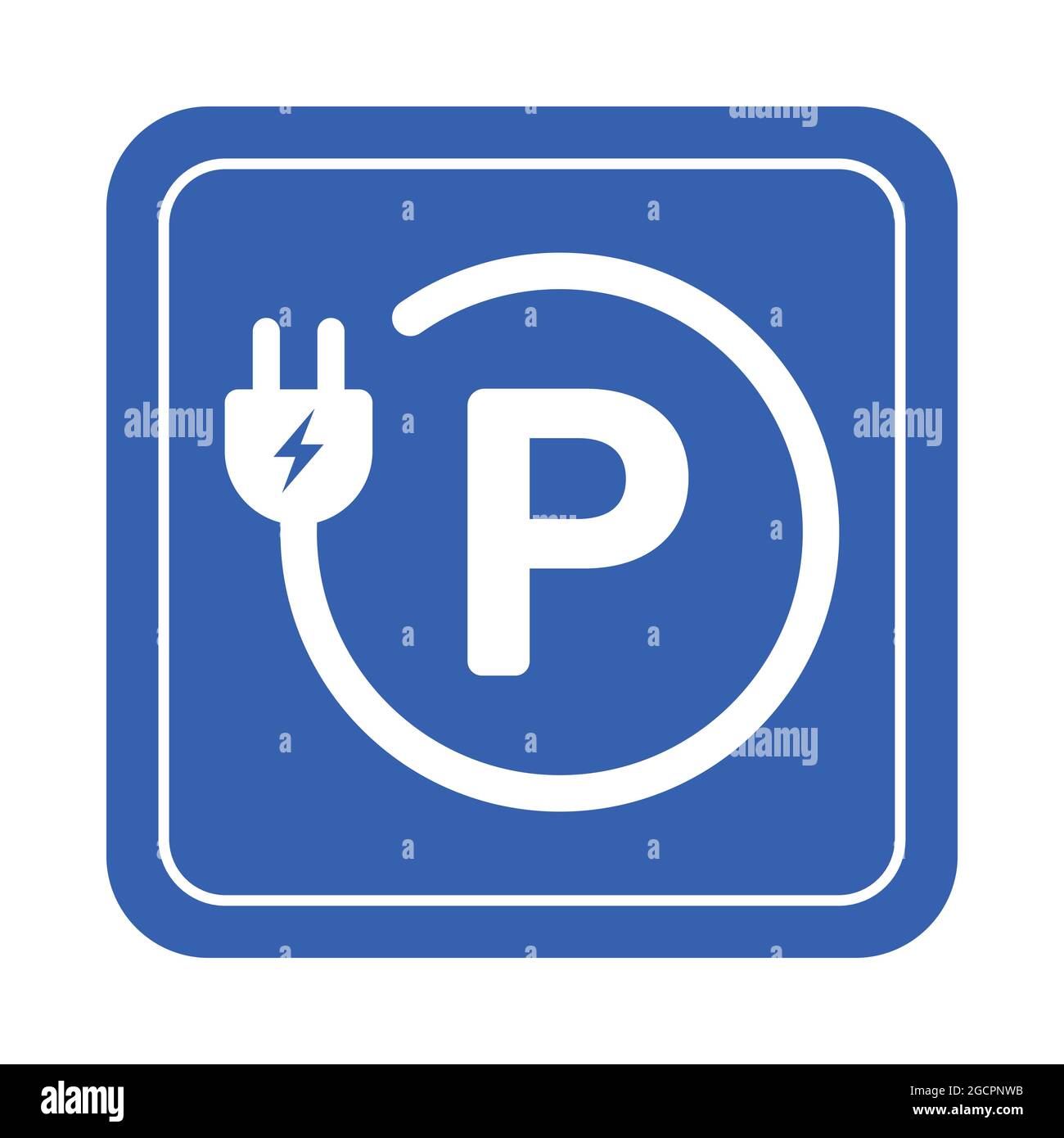 EV electric car park charging station sign icon vector green energy concept for graphic design, logo, web site, social media, mobile app, UI illustrat Stock Vector