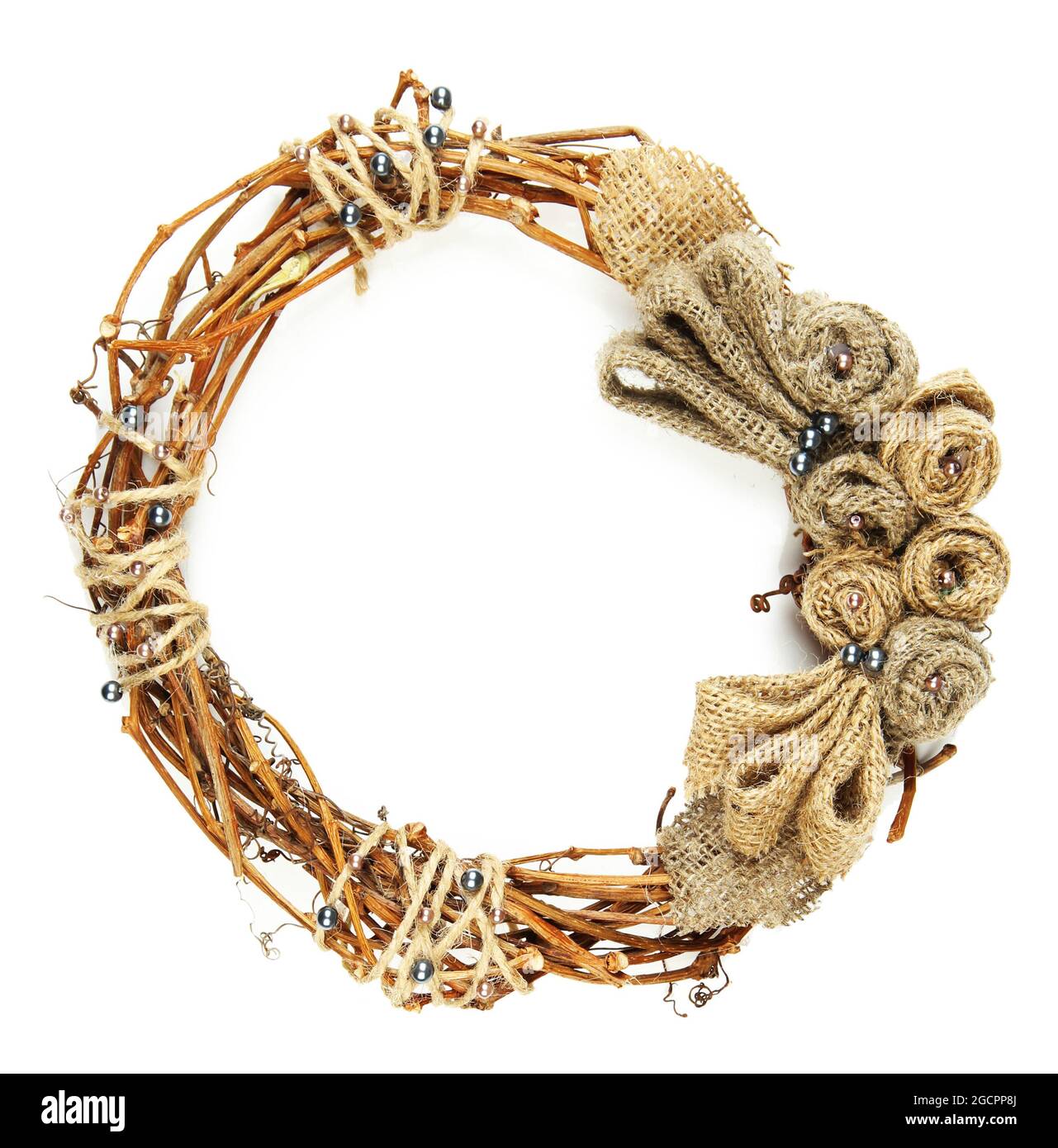 Beautiful rustic wreath, isolated on white Stock Photo - Alamy