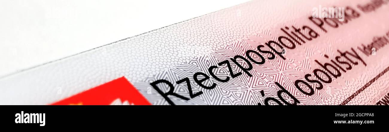 Panoramic shot of Polish identity card Stock Photo