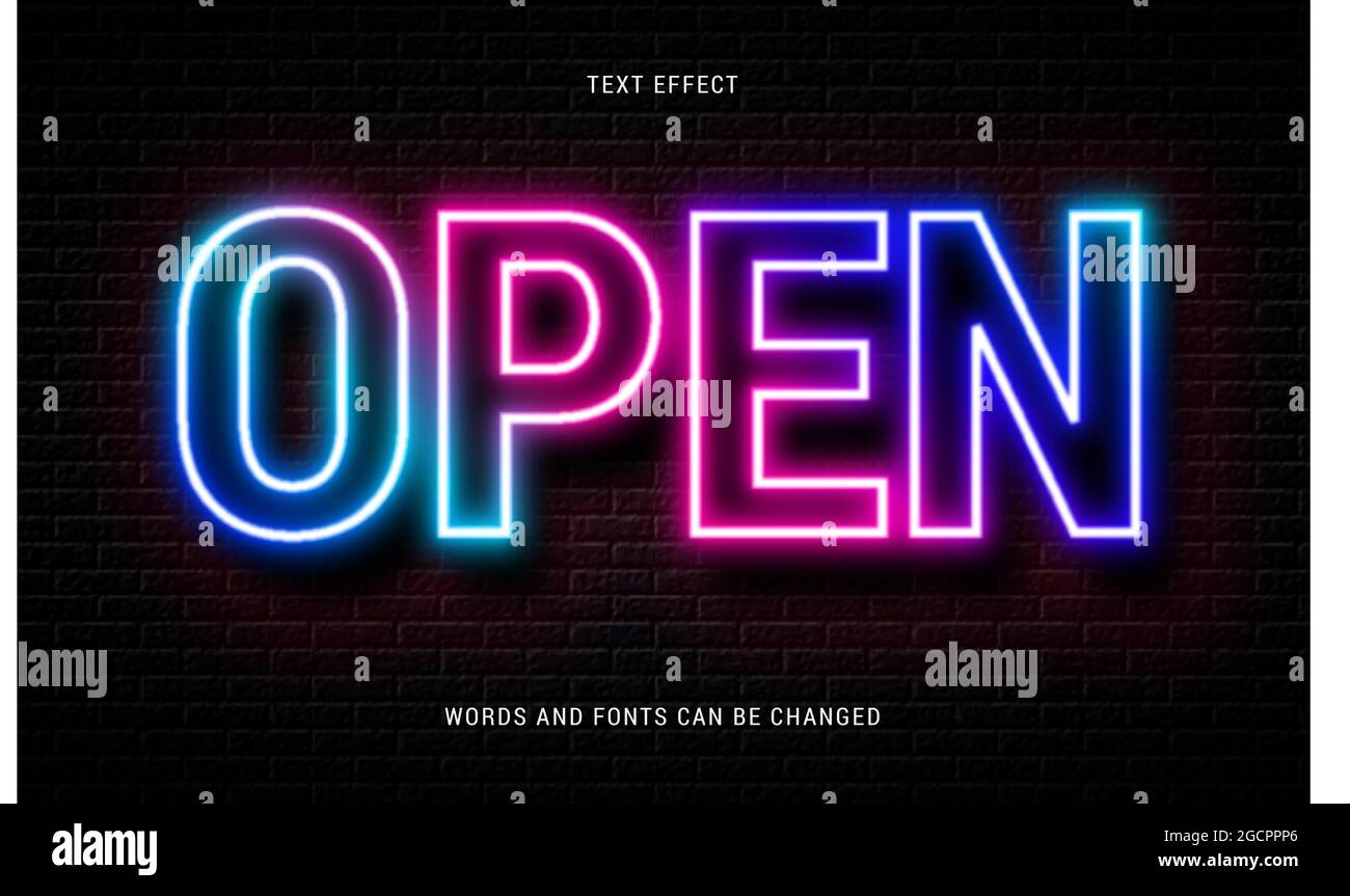 neon glowing text effect editable vector eps cc Stock Vector