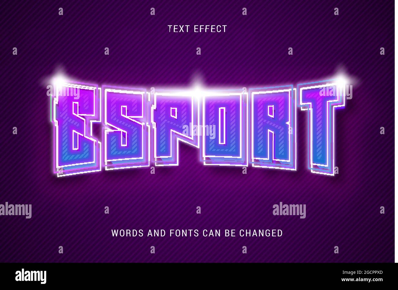 neon esport text effect 100% editable vector image Stock Vector
