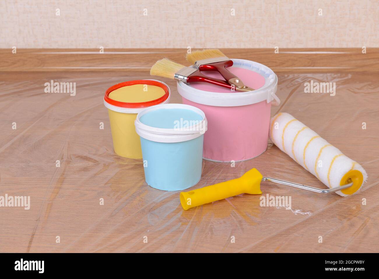 Paint on floor in room Stock Photo Alamy