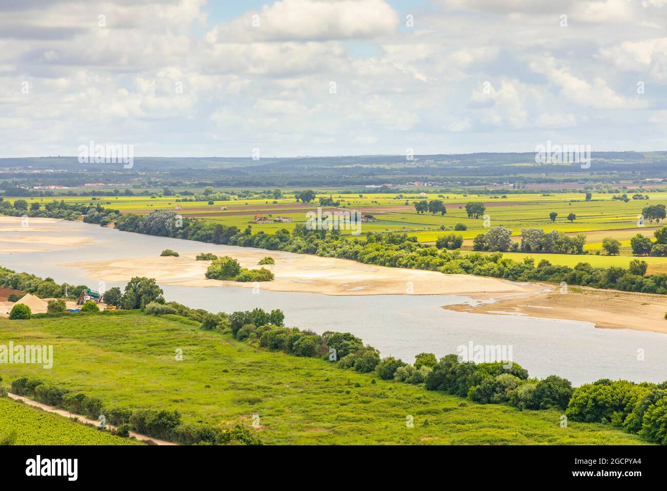 Beautiful rural landscape with Tagus river in Santarem, Portugal Stock Photo