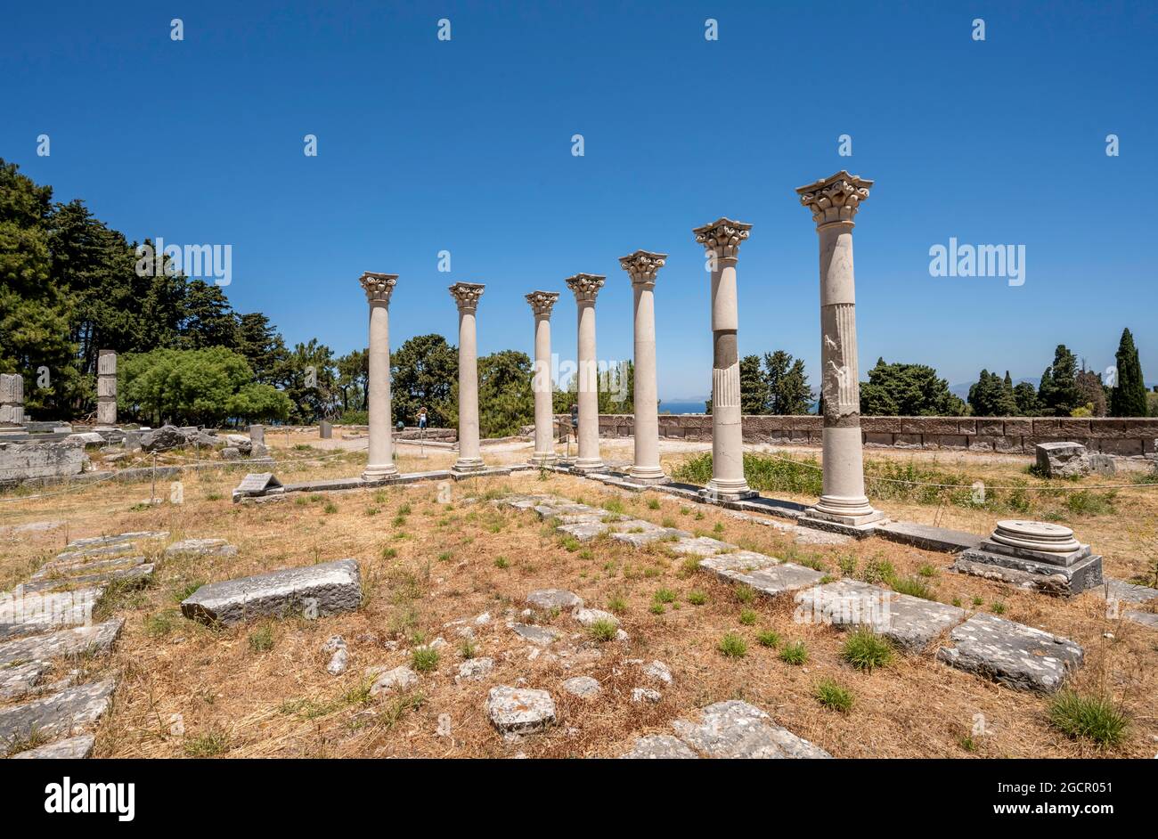 Roman columns, ruins of the Roman healing temple Asklepieion, Kos, Dodecanese, Greece Stock Photo