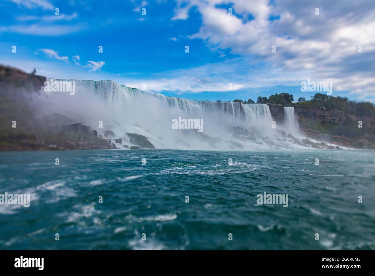 View of the impressive Niagara Falls. The falls from the US side of the