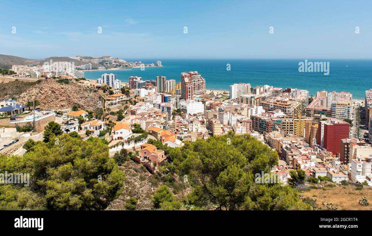 Panoramic view of seaside town of Cullera from the Castle, Spain Stock Photo