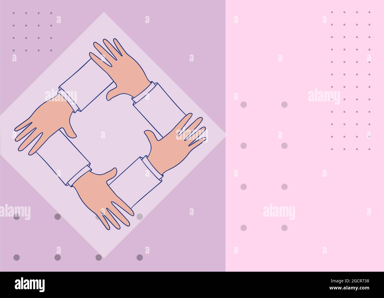 Four Hands Drawing Holding Arm Together Showing Connection Symbol. Connected Arms Design Holds