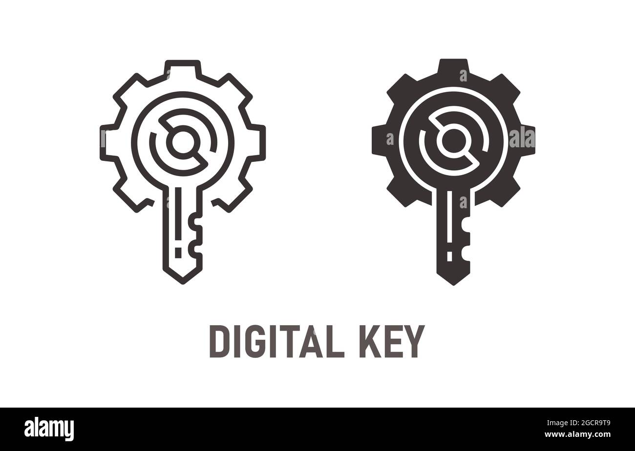 Digital key icon. Vector illustration isolated on white. Stock Vector