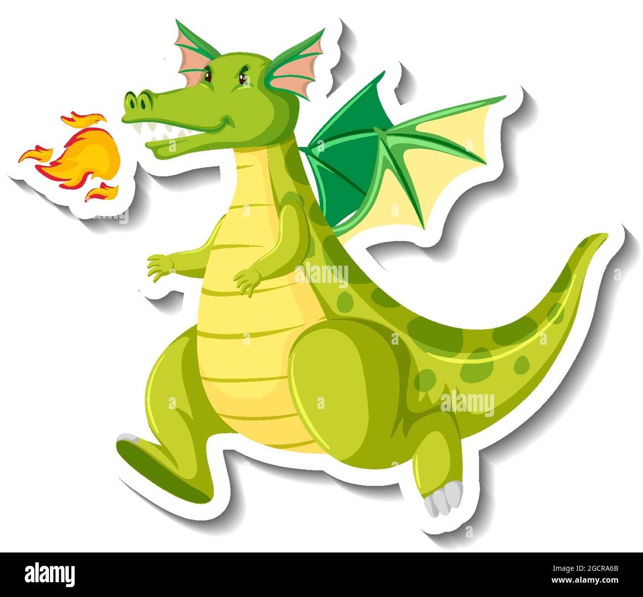 Cute green dragon cartoon character sticker illustration Stock Vector Image  & Art - Alamy