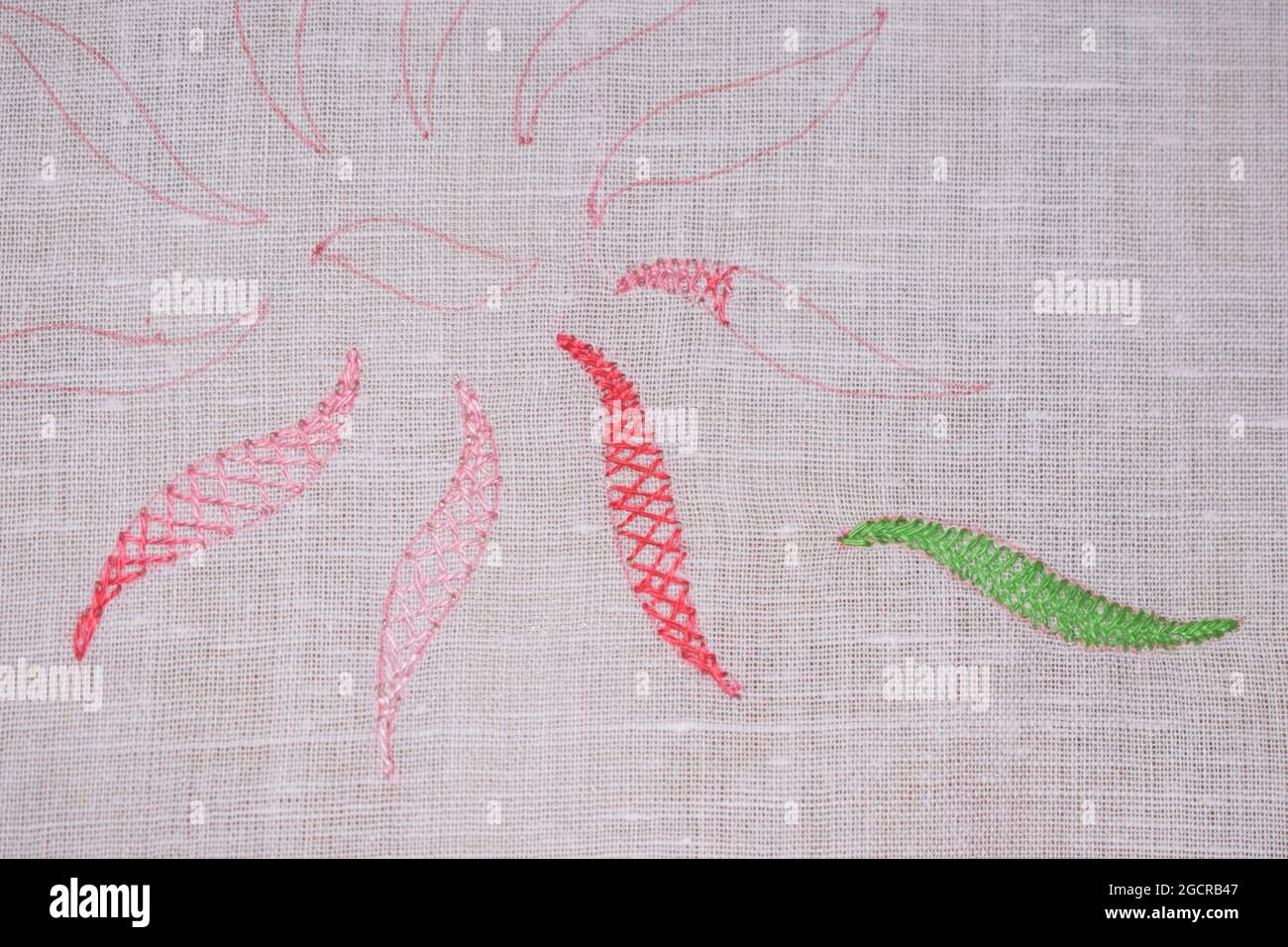 Herringbone or Fishbone stitch principle application for long flower