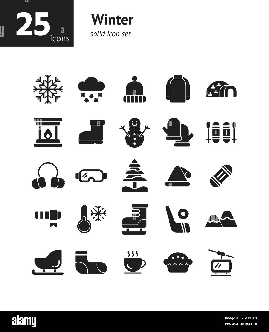 Winter solid icon set. Vector and Illustration Stock Vector Image & Art ...