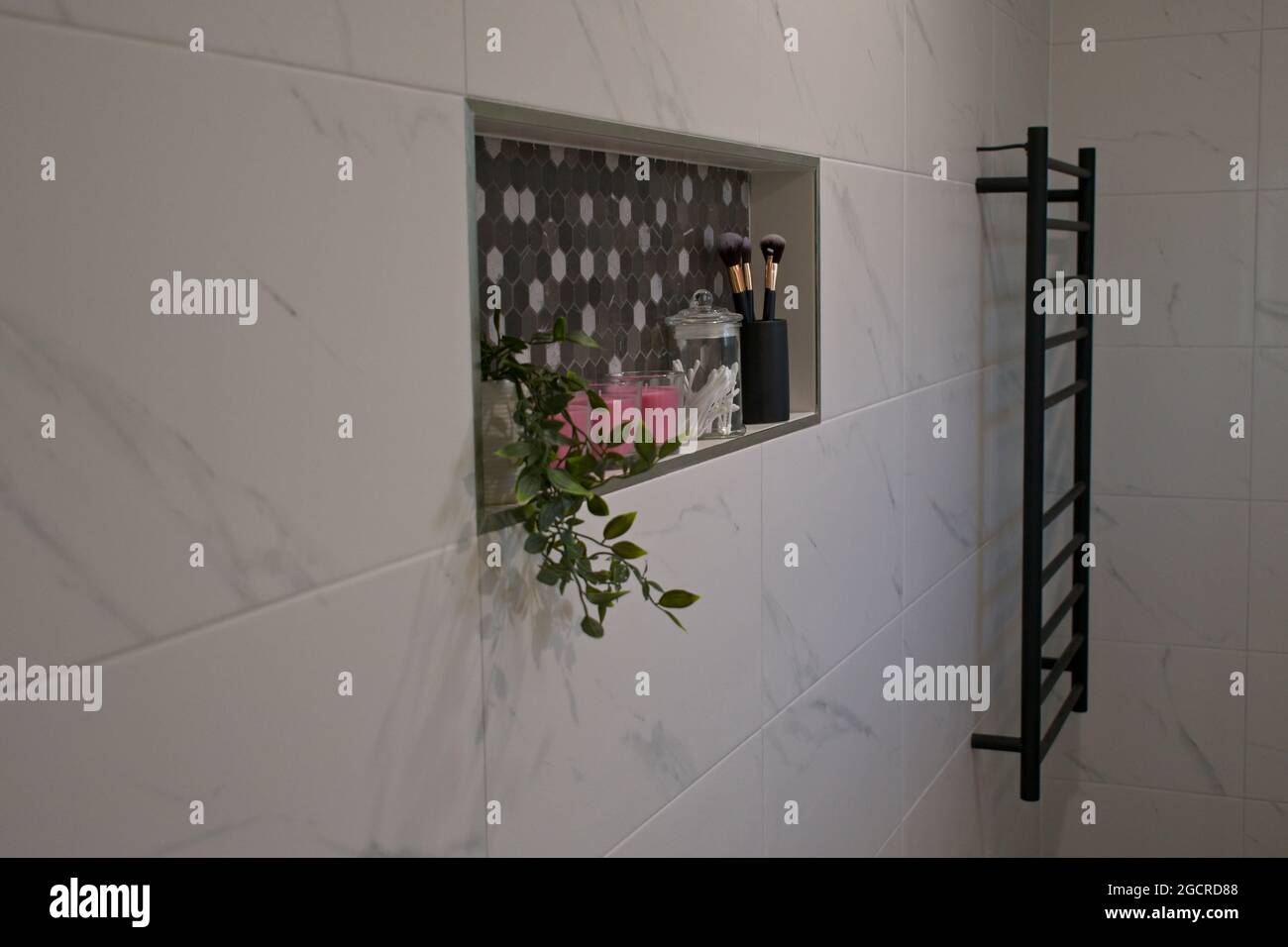 Shower niche in modern bathroom Stock Photo