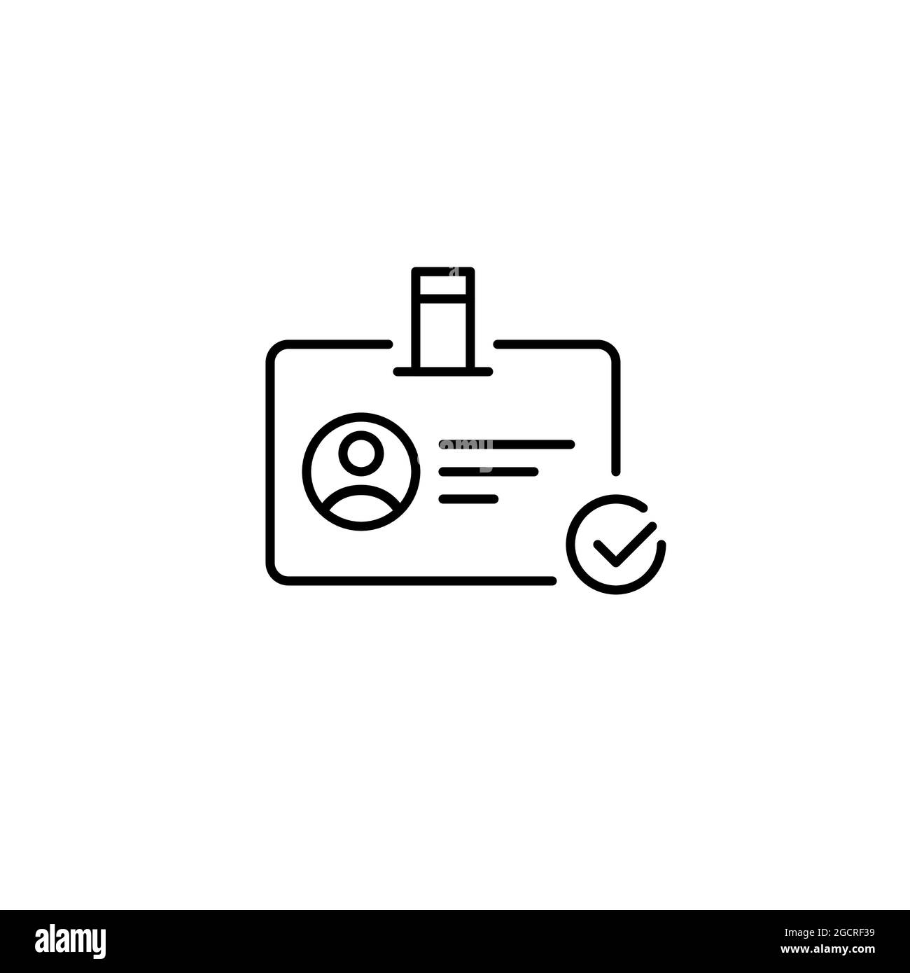 ID approved with checkmark symbol. Security user verification icon. Pixel perfect, editable stroke Stock Vector