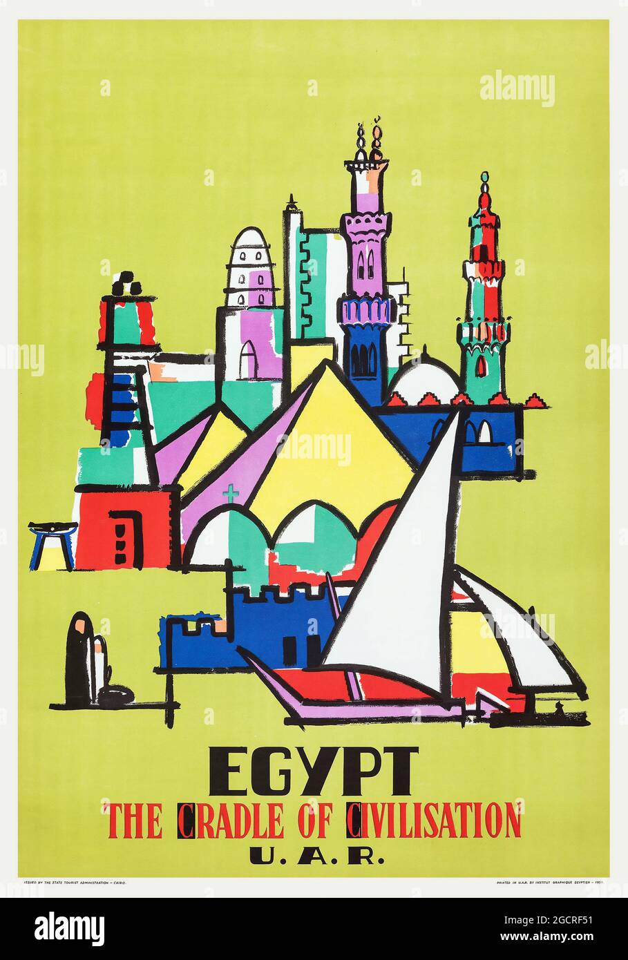 EGYPT – Vintage travel poster Egypt, Africa, retro ad. Egypt The Cradle of Civilisation (Cairo State Tourist Administration, 1959) Stock Photo