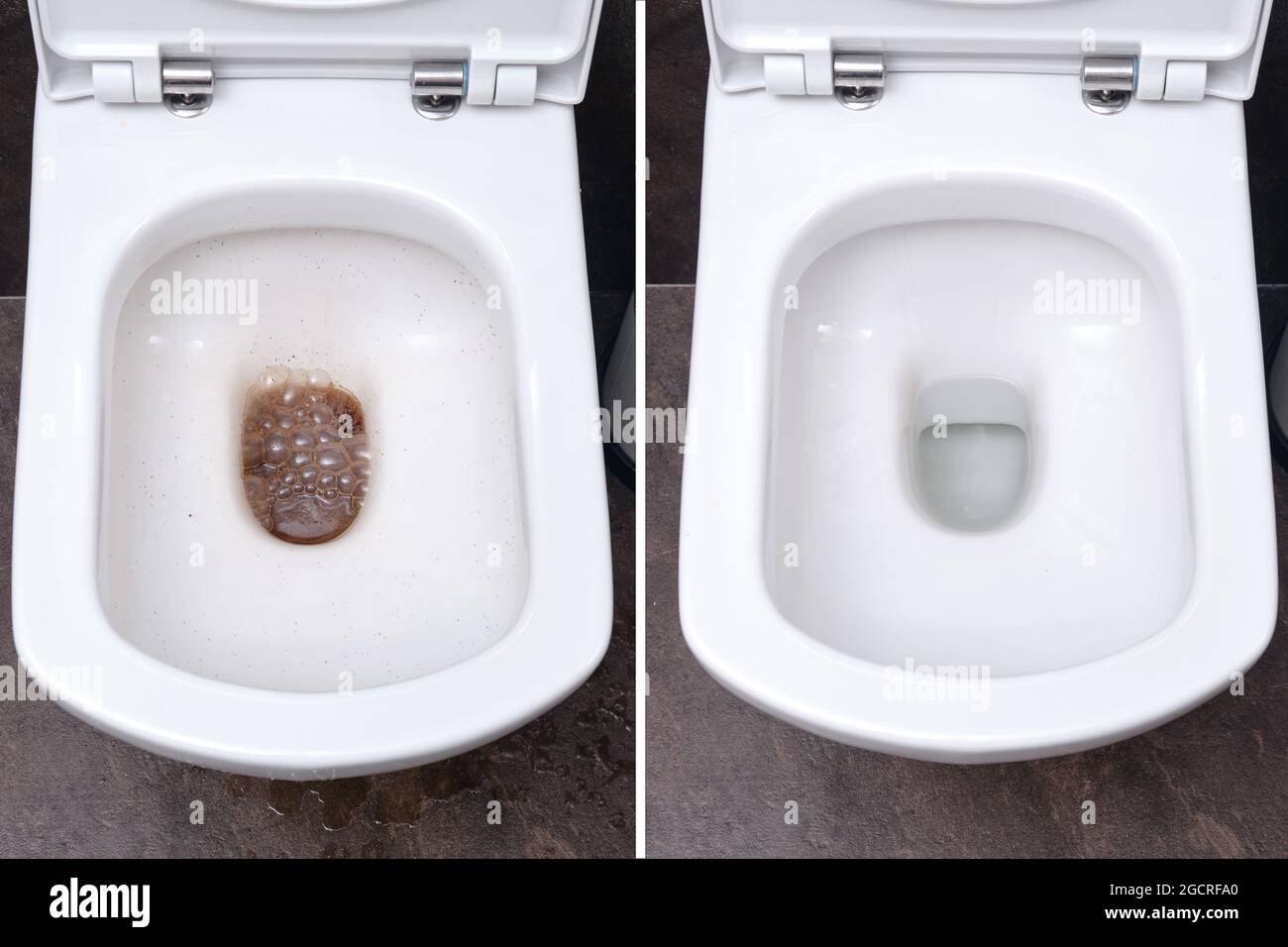 how to clean a very dirty toilet, in the bathroom before cleaning