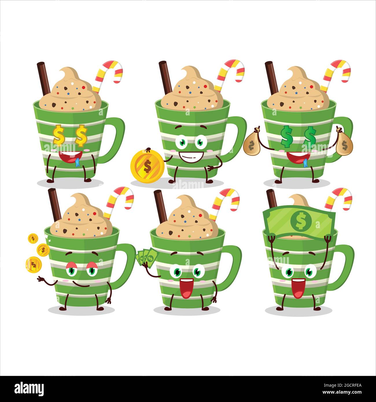 Frappe chocolate cartoon character with cute emoticon bring money ...