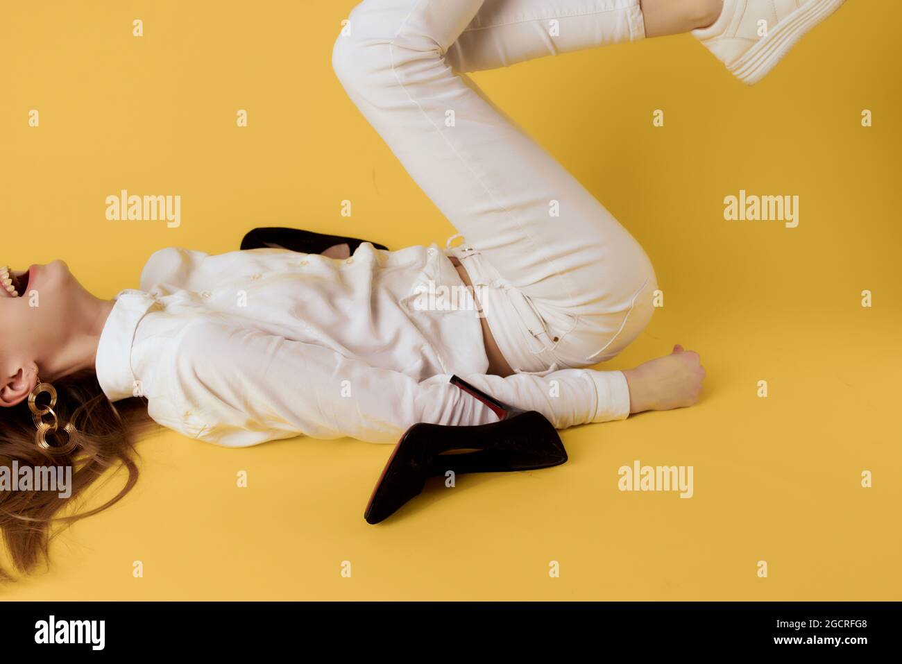 inverted female feet shoes fashion modern style Stock Photo Alamy