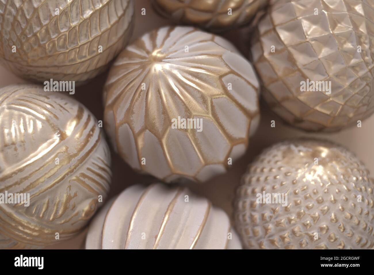christmas decorative balls.Beige textured background. Festive christmas