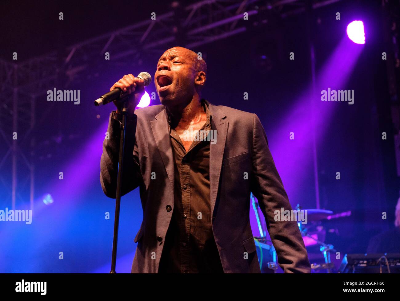 Roachford performing with the SAS Band (Spike's All Stars) at Wickham Festival. August 5, 2021 Stock Photo