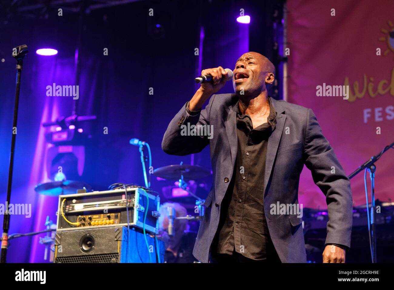 Roachford performing with the SAS Band (Spike's All Stars) at Wickham Festival. August 5, 2021 Stock Photo