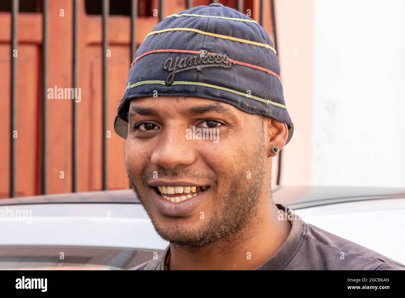 Candid portrait of Cuban man, Santiago de Cuba, Cuba, 2016 Stock Photo