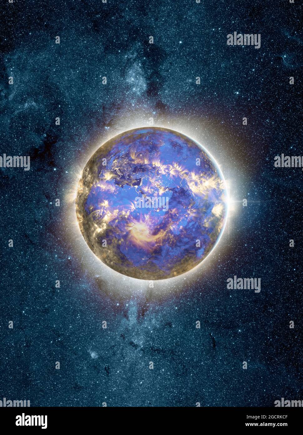 Planet Earth burning, global warming, climate change emergency concept. Stock Photo