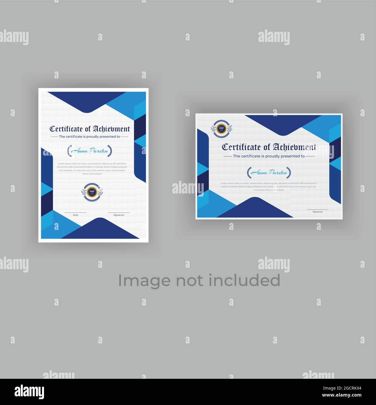 certificate of achievement template with badge Premium Vector Stock Vector