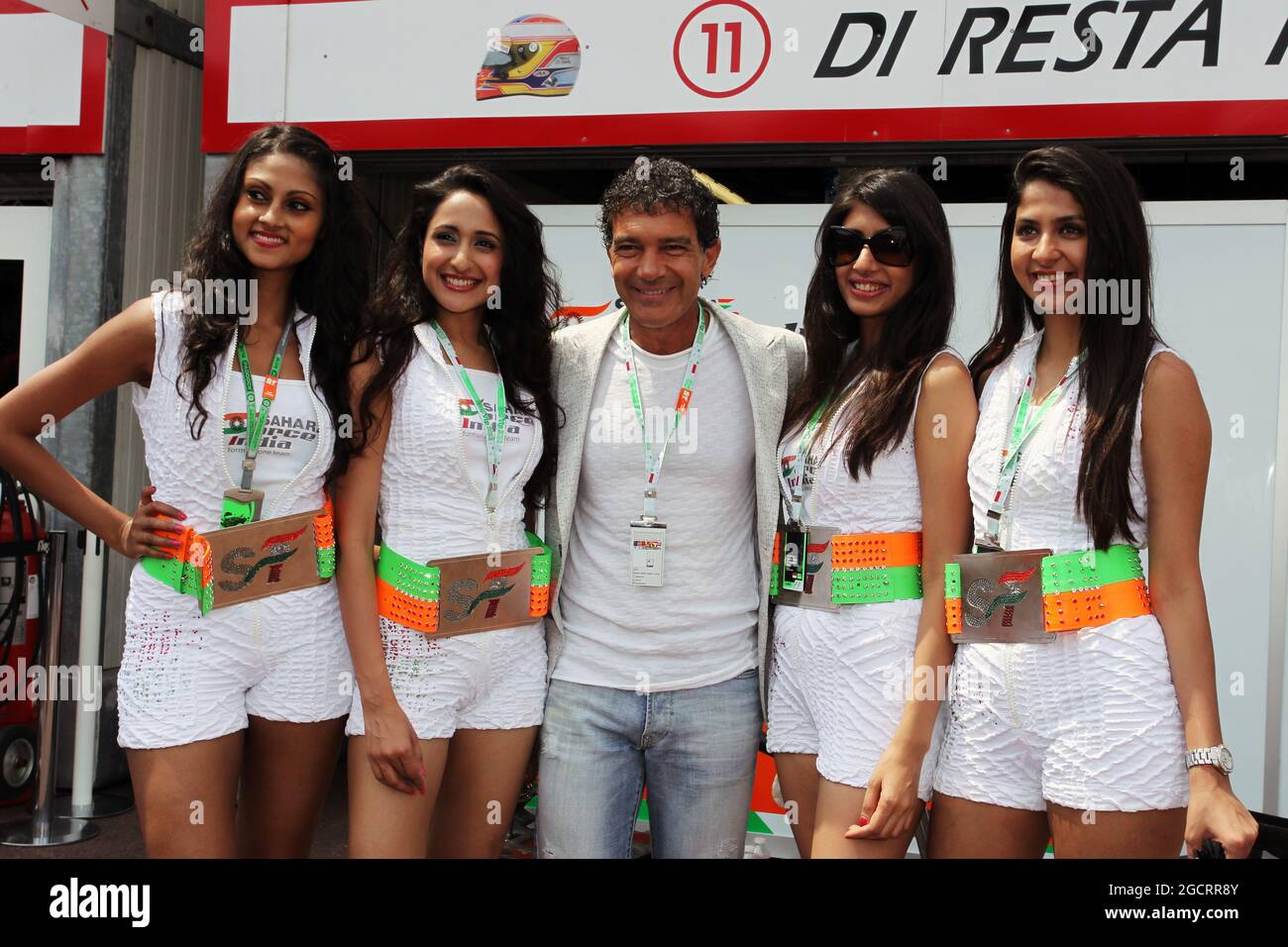 Antonio Banderas ESP Actor with the Sahara Force India F1 Team Divas. Monaco Grand Prix Sunday 27th May 2012. Monte Carlo Monaco Stock Photo Alamy