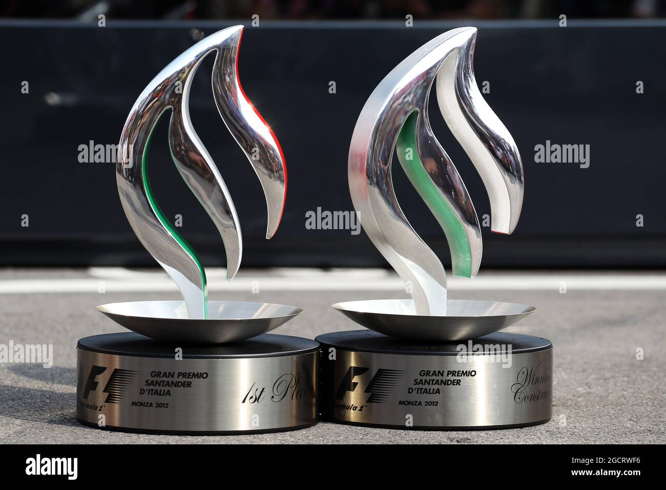 Winning trophies for McLaren and Lewis Hamilton (GBR) McLaren. Italian Grand  Prix, Sunday 9th September 2012. Monza Italy Stock Photo - Alamy