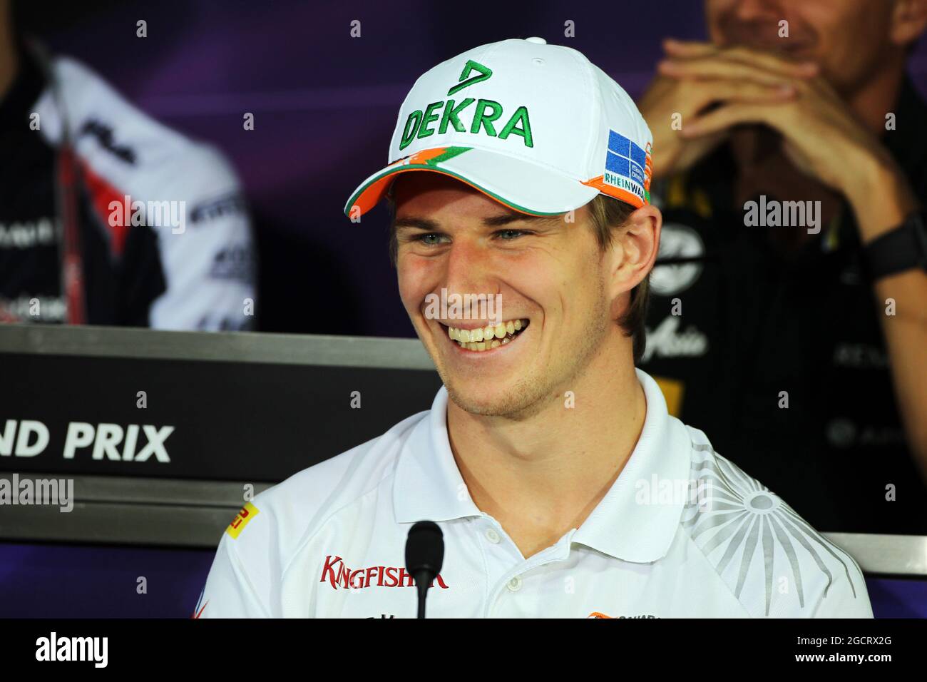 Nico Hulkenberg (GER) Sahara Force India F1 in the FIA Press Conference. Indian Grand Prix, Thursday 25th October 2012. Greater Noida, New Delhi, India. Stock Photo