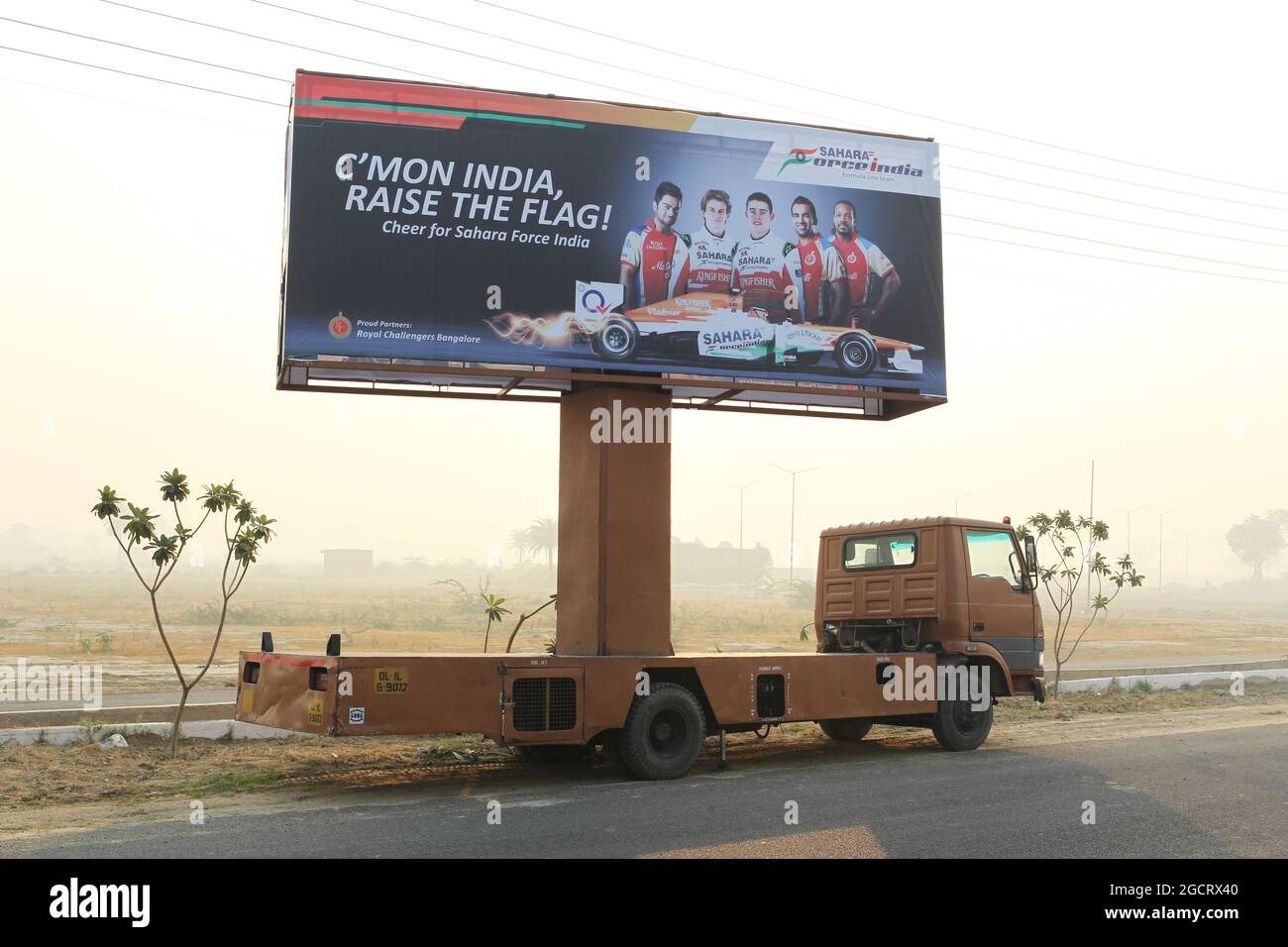 A Sahara Force India F1 Team billboard. Indian Grand Prix, Friday 26th October 2012. Greater Noida, New Delhi, India. Stock Photo