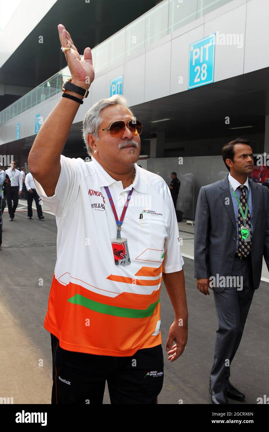 Dr. Vijay Mallya (IND) Sahara Force India F1 Team Owner. Indian Grand Prix, Saturday 27th October 2012. Greater Noida, New Delhi, India.. Stock Photo