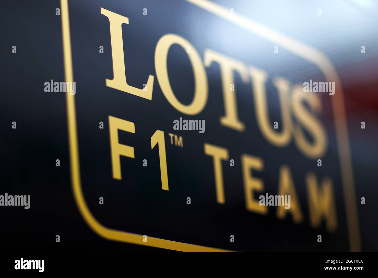 Lotus F1 Team logo. Formula One Testing, Day Two, Friday 1st March 2013. Barcelona, Spain. Stock Photo