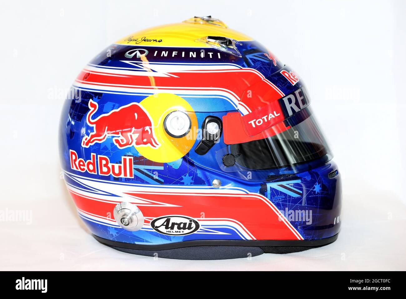 The helmet of Mark Webber (AUS) Red Bull Racing. Formula One Testing, Day One, Tuesday 19th February 2013. Barcelona, Spain. *** Local Caption *** Mark Webber Stock Photo