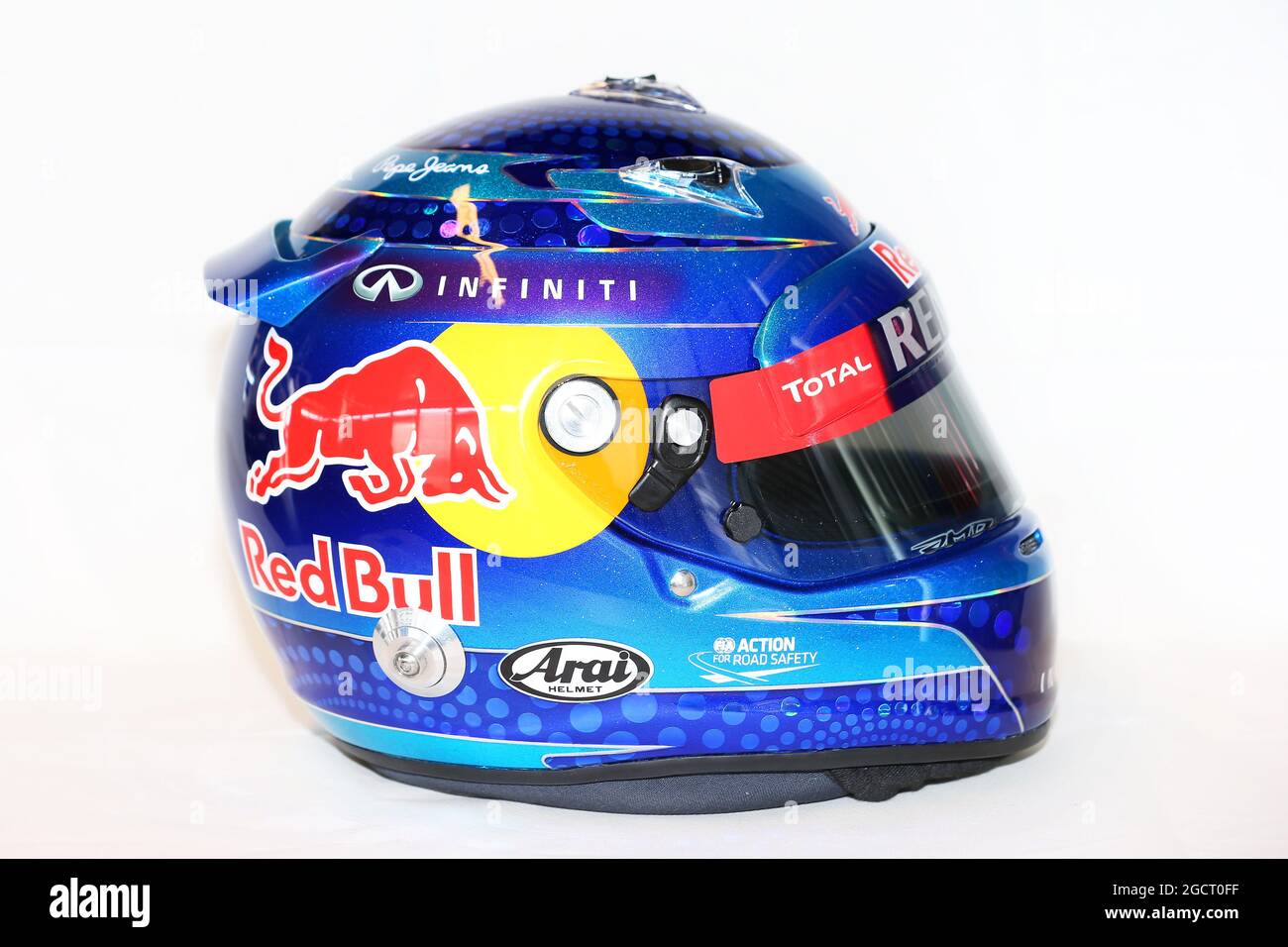 The helmet of Sebastian Vettel (GER) Red Bull Racing. Formula One Testing,  Day One, Tuesday 19th February 2013. Barcelona, Spain Stock Photo - Alamy
