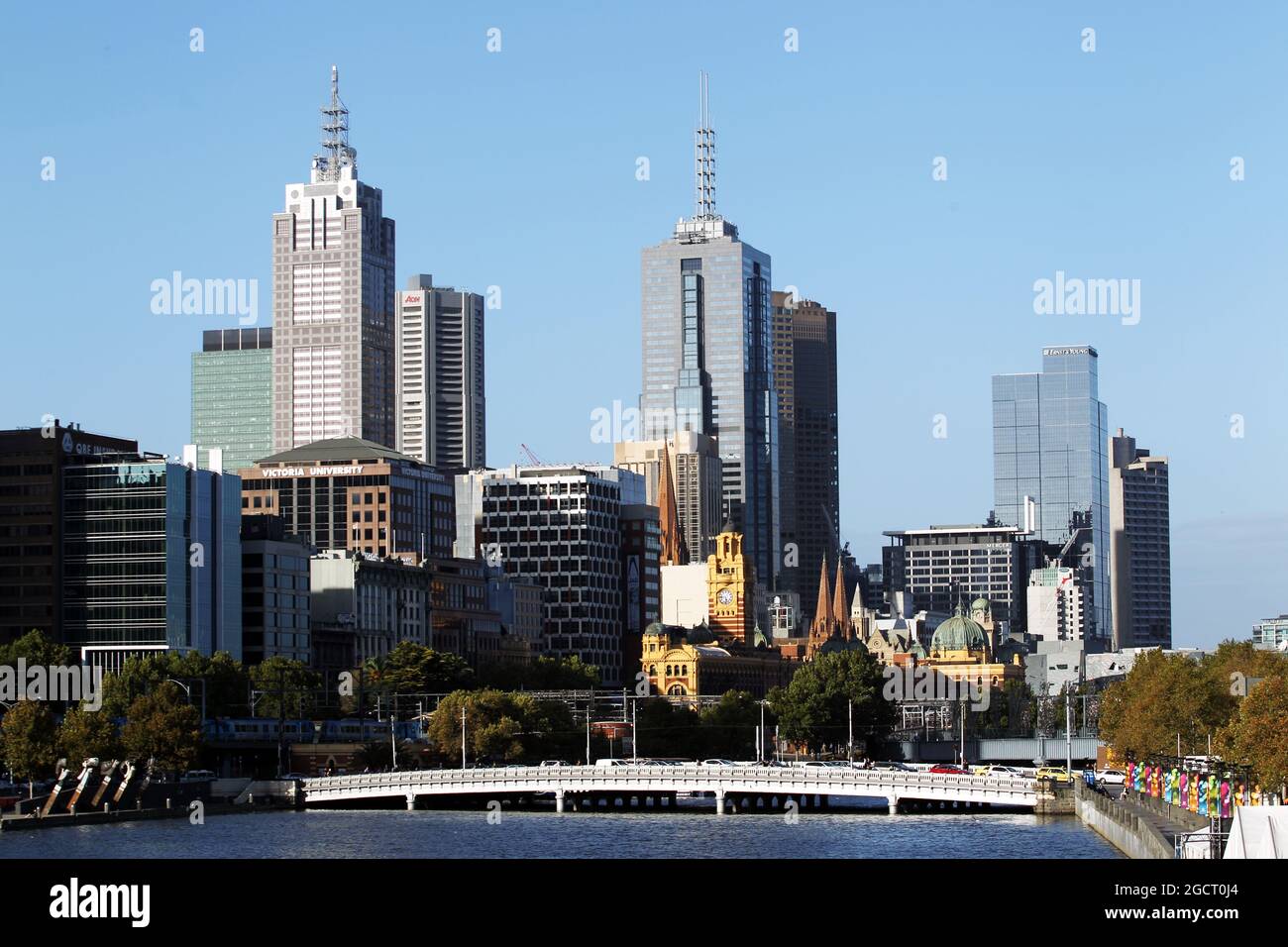Scenic Melbourne cityscape. Australian Grand Prix, Wednesday 13th March 2013. Albert Park, Melbourne, Australia. Stock Photo