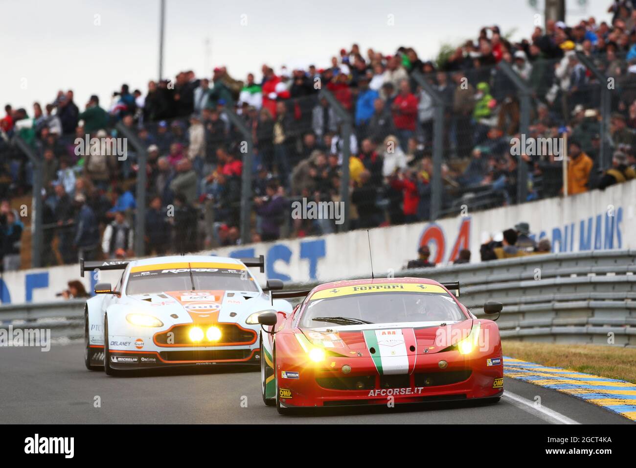 Jack Gerber (RSA) / Matt Griffin (IRE) / Marco Cioci (ITA) AF Corse, Ferrari F458 Italia. Le Mans 24 Hours Race, Saturday 22nd June 2013. Le Mans, France. Stock Photo