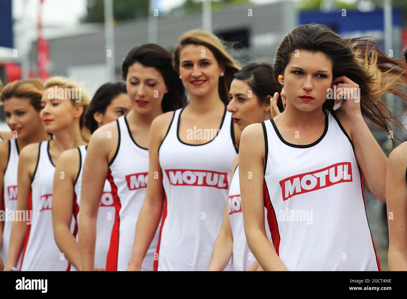 Motul girls. Le Mans 24 Hours Race, Saturday 22nd June 2013. Le Mans, France. Stock Photo