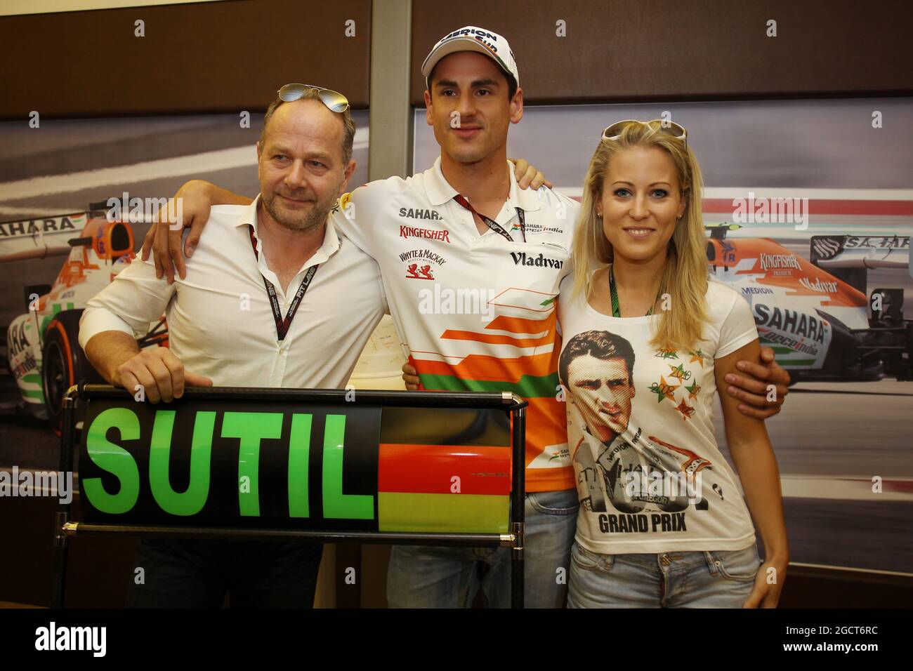 Force india f1 celebrates his 100th gp girlfriend jennifer becks hi-res