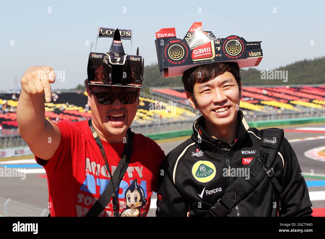 Lotus F1 Team fans. Korean Grand Prix, Friday 4th October 2013. Yeongam, South Korea. Stock Photo