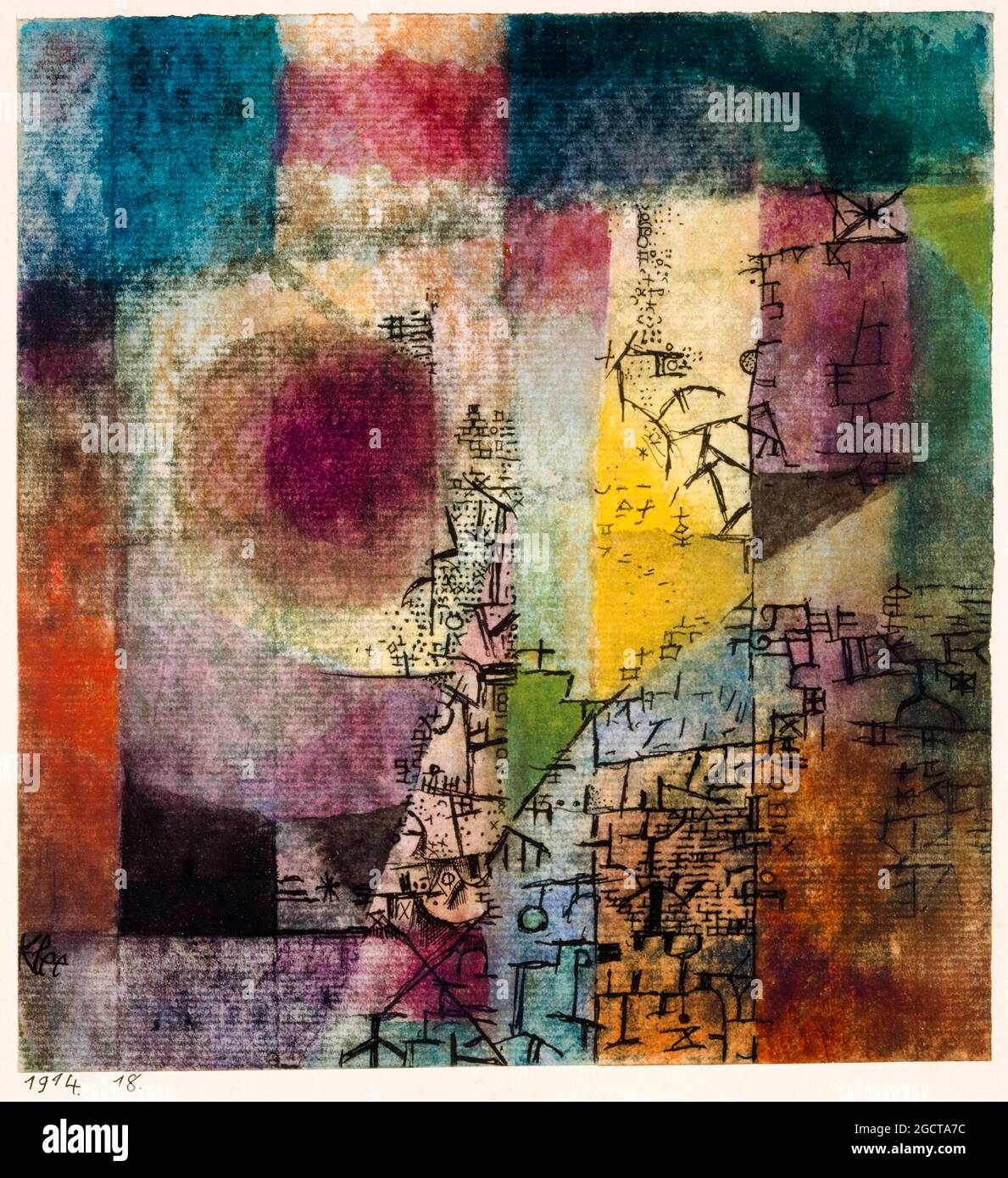 Paul Klee, abstract painting, Untitled, 1914 Stock Photo
