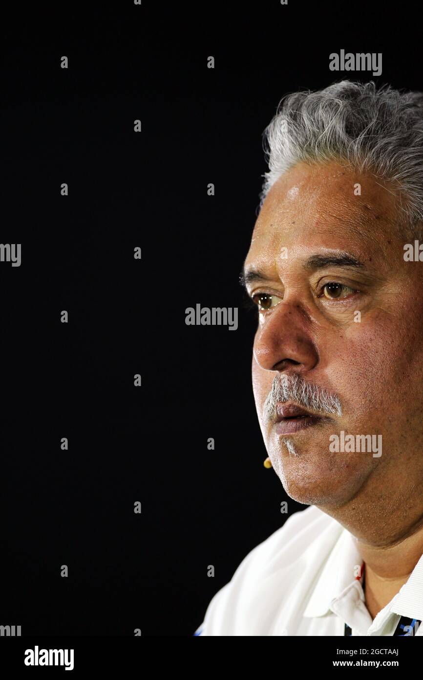 Dr. Vijay Mallya (IND) Sahara Force India F1 Team Owner in the FIA Press Conference. Indian Grand Prix, Friday 25th October 2013. Greater Noida, New Delhi, India. Stock Photo