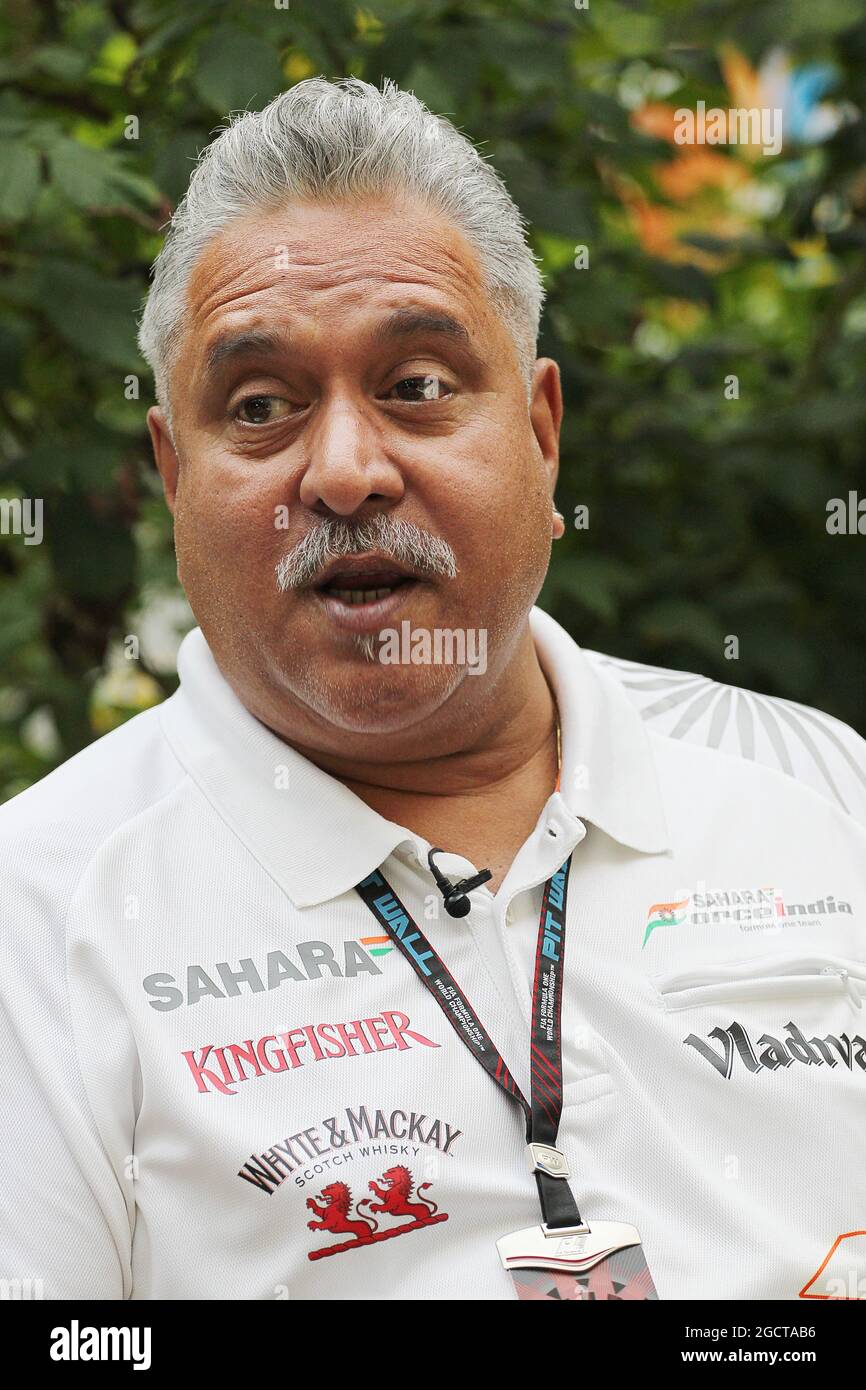 Dr. Vijay Mallya (IND) Sahara Force India F1 Team Owner. Indian Grand Prix, Friday 25th October 2013. Greater Noida, New Delhi, India. Stock Photo