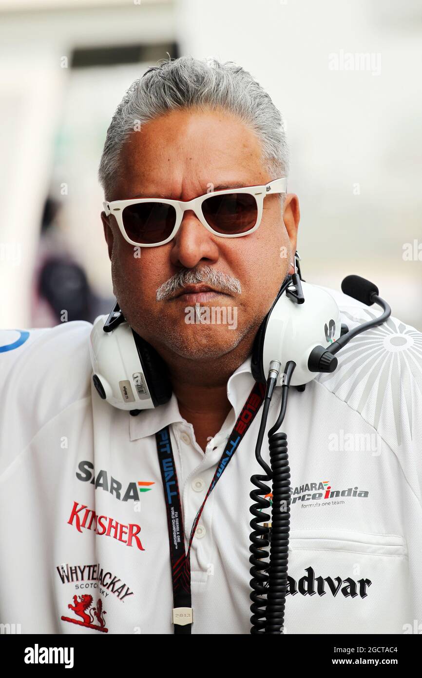 Dr. Vijay Mallya (IND) Sahara Force India F1 Team Owner. Indian Grand Prix, Saturday 26th October 2013. Greater Noida, New Delhi, India. Stock Photo