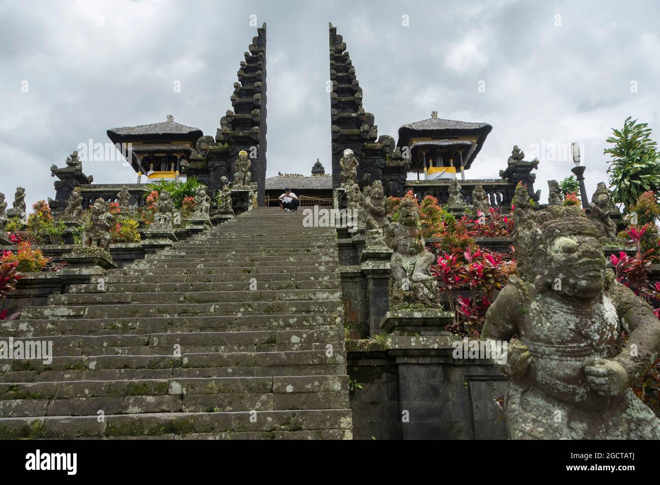 Stairs leading to the entrance of the holy Besakih temple, Bali, Indonesia. Stock Photo
