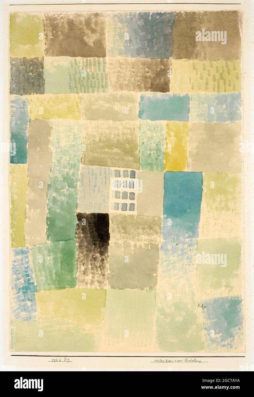 Paul Klee, First House in a Settlement, abstract painting, 1926 Stock Photo