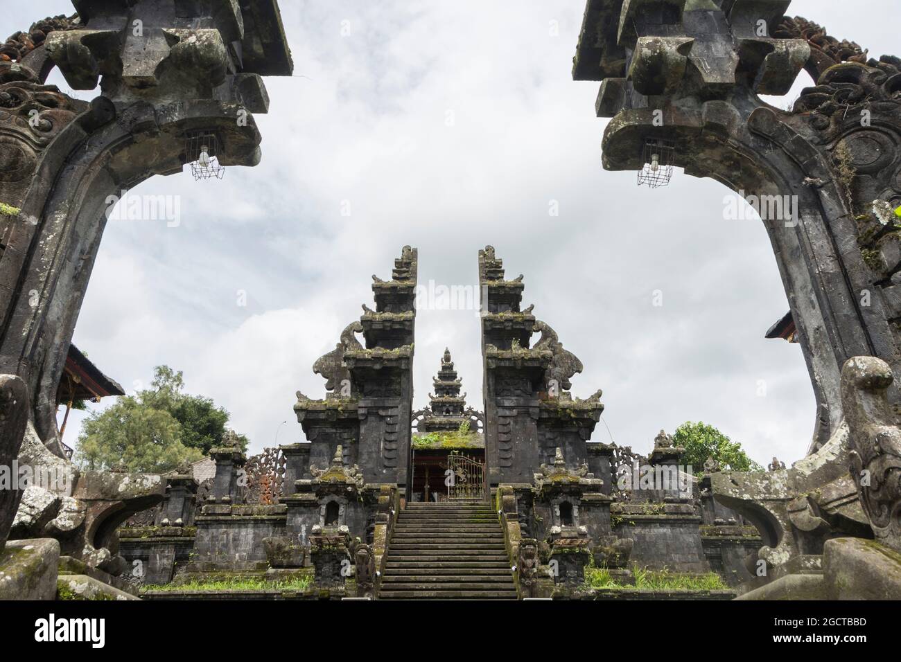 View through the entrance of the holy Besakih temple. Bali, Indonesia. Stock Photo