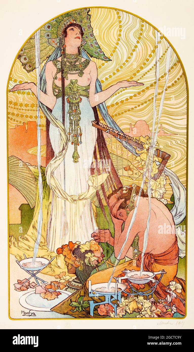 Alphonse Mucha: Salammbô, L’Incantation (The Incantation), poster, 1897 Stock Photo
