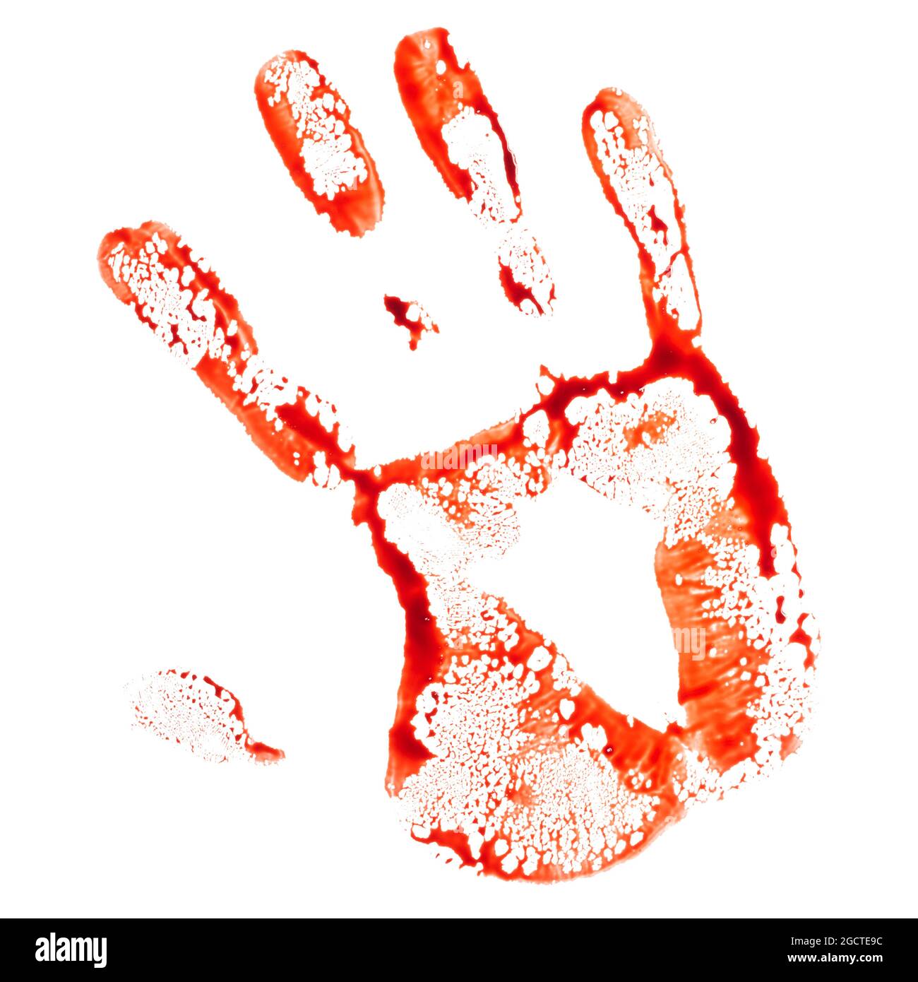 Bloody handprint isolated on white background Stock Photo - Alamy
